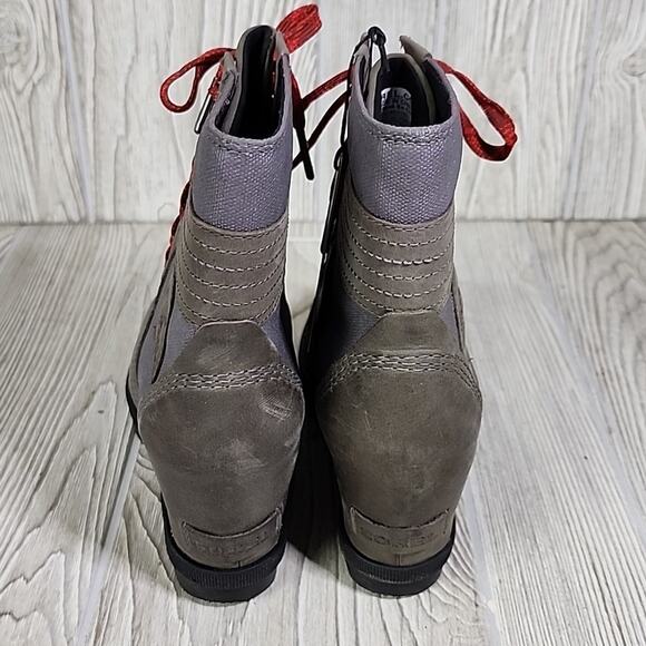 Sorel Lexie Wedge Quarry Grey Leather Boot Womens Size 5.5 NEW - Picture 6 of 13